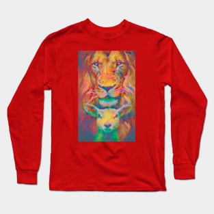 LIon and the Lamb Stained Glass Style Long Sleeve T-Shirt